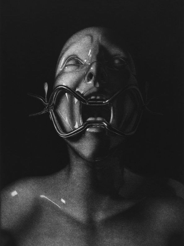 Image of mezzotint print "Mouthful" by Sergejs Kolecenko